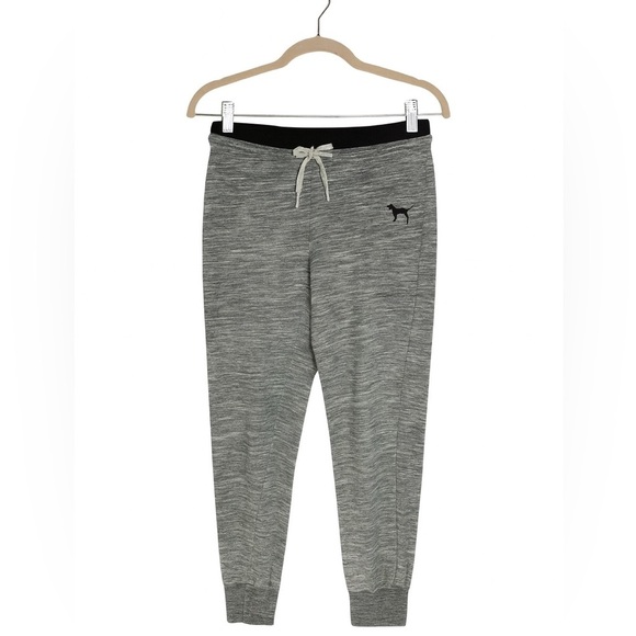 Victoria Secret PINK Womens Small Sweatpants Joggers Heather Gray Elastic Tie - Picture 1 of 2